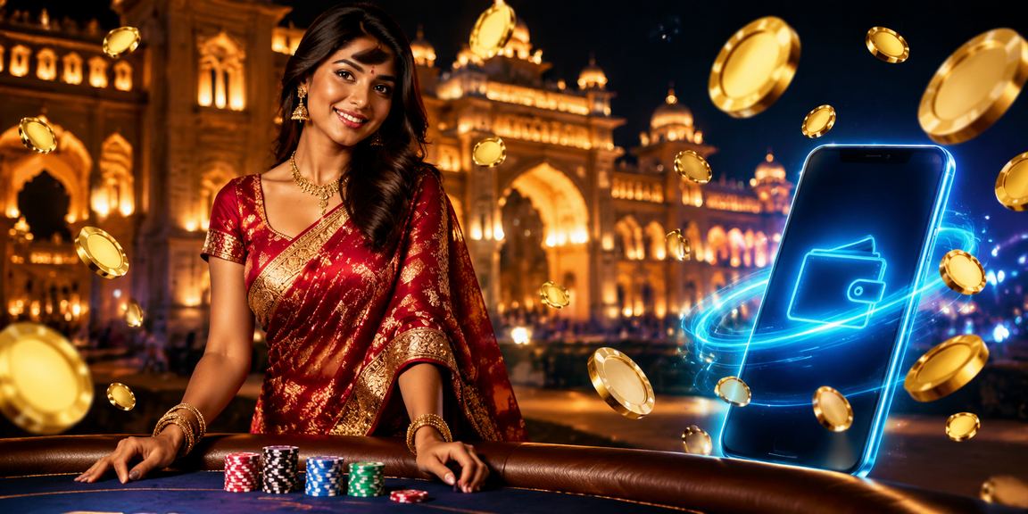 Lucknow old city street with sports betting and women in sarees